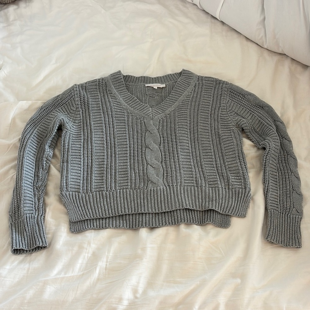 Gray Cable Knit Women's Sweater